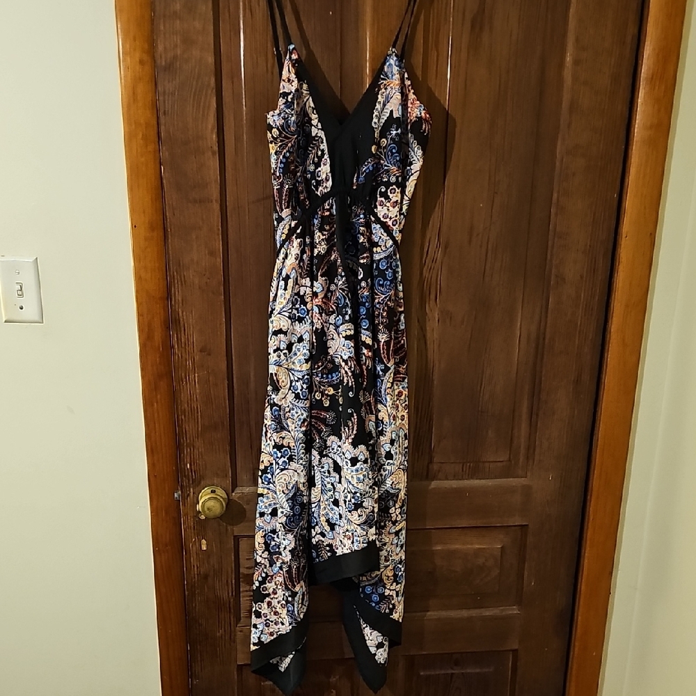 Paisley V-Neck Maxi Handkerchief Dress